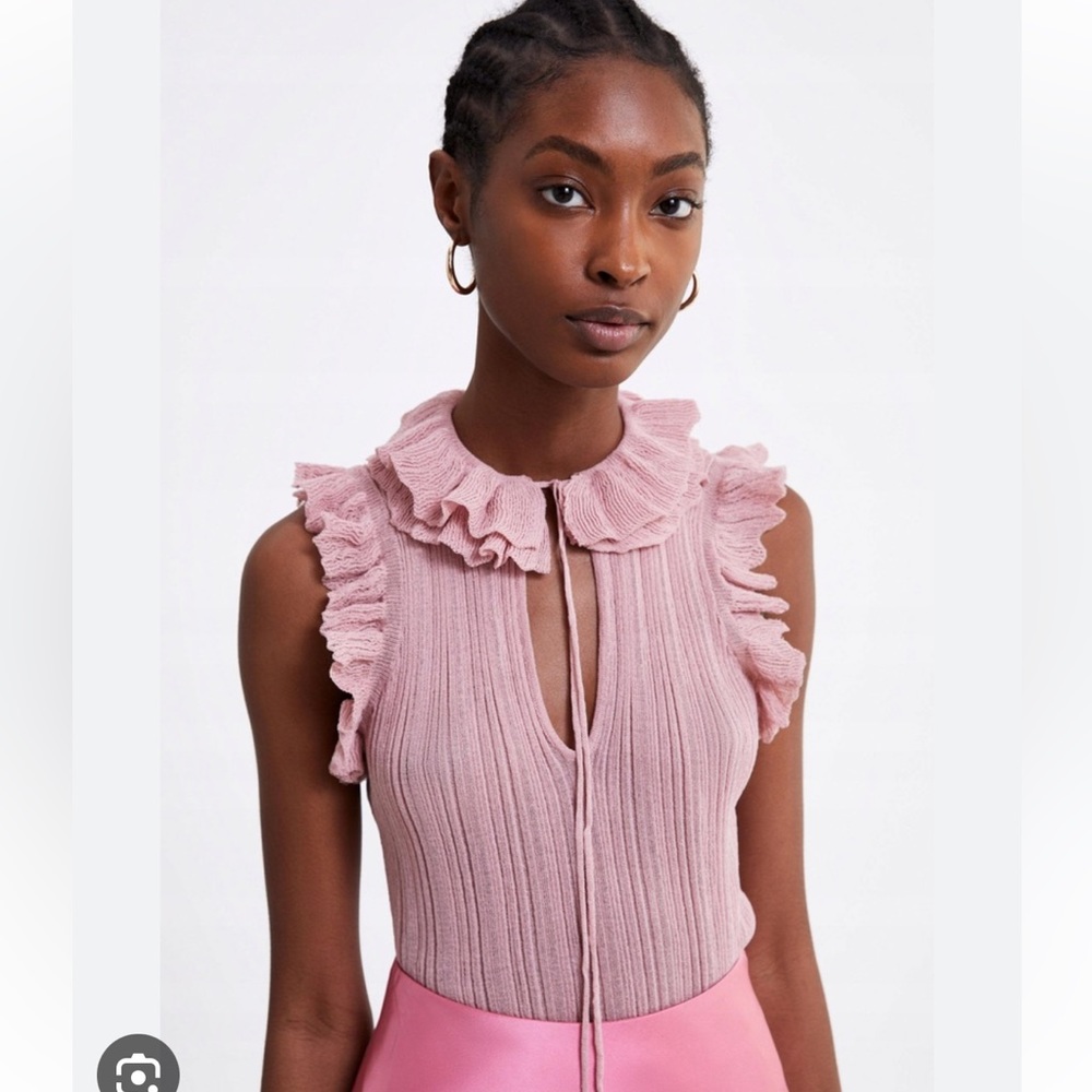 Zara thin knit ribbed blouse